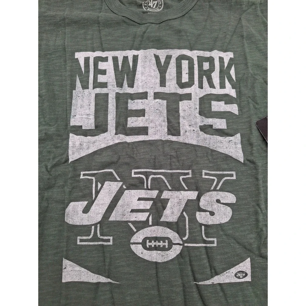 New York Jets '47 Brand Bottle Green Block Logo Soft Cotton Scrum Shirt, S, NWT